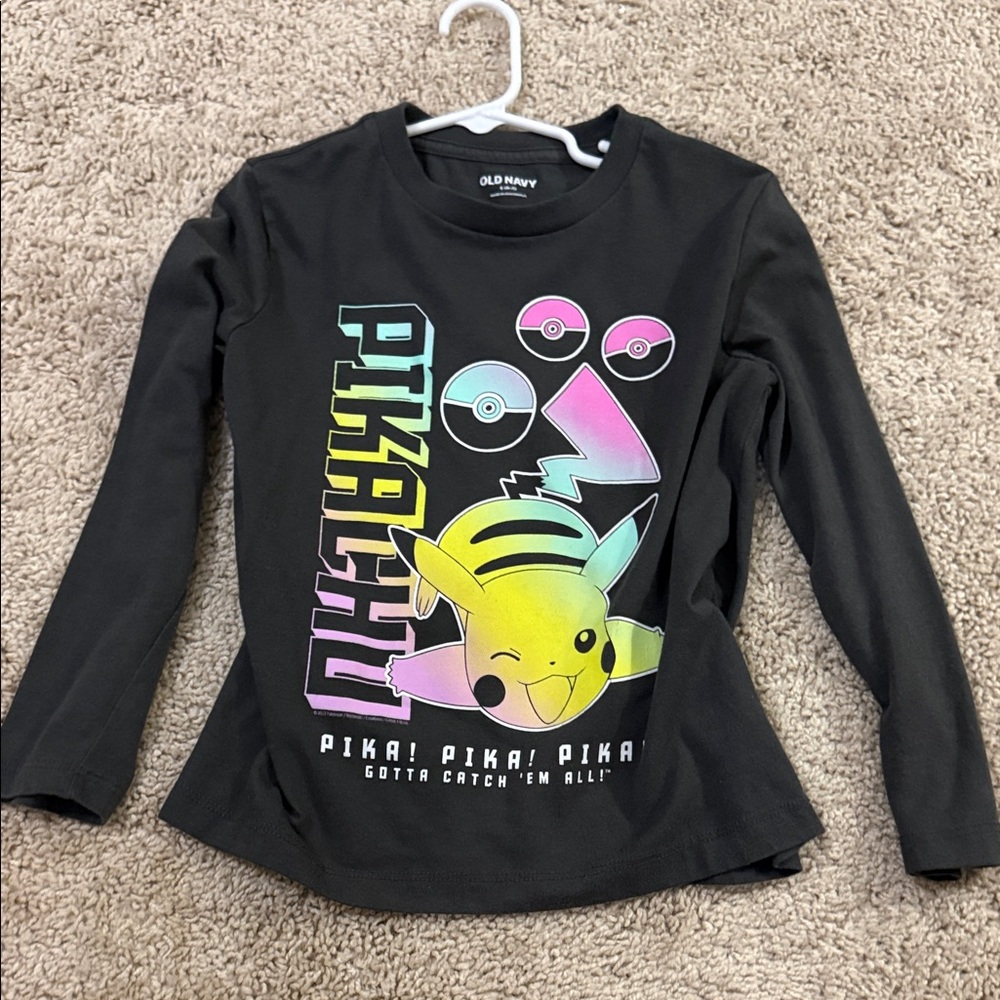 Old Navy Black Kids Long Sleeve Pokémon Tee